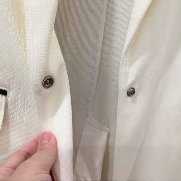 Rag&bone Sandrine Knit Blazer Womens 10 Ivory Off White Black Piping Classic New - Picture 9 of 10